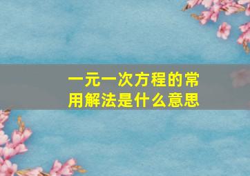 一元一次方程的常用解法是什么意思