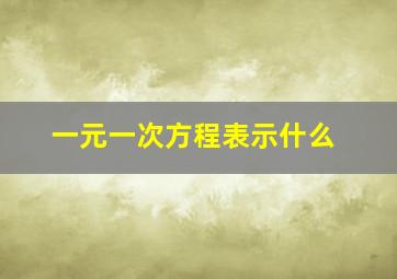 一元一次方程表示什么