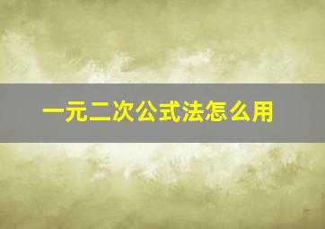 一元二次公式法怎么用