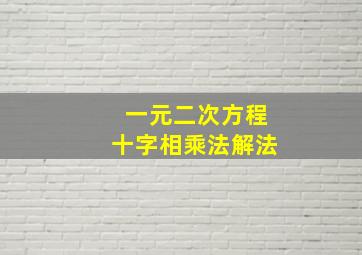 一元二次方程十字相乘法解法