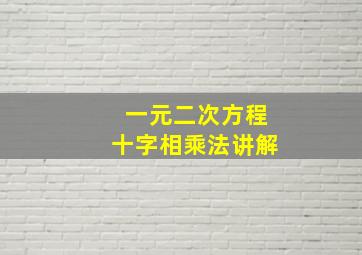 一元二次方程十字相乘法讲解