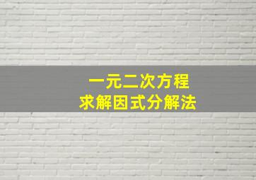 一元二次方程求解因式分解法