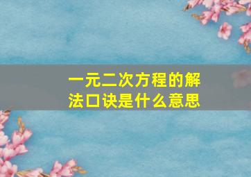 一元二次方程的解法口诀是什么意思