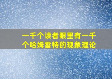 一千个读者眼里有一千个哈姆雷特的现象理论