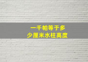 一千帕等于多少厘米水柱高度