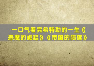 一口气看完希特勒的一生《恶魔的崛起》《帝国的陨落》