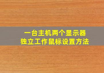 一台主机两个显示器独立工作鼠标设置方法