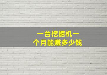 一台挖掘机一个月能赚多少钱