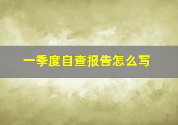 一季度自查报告怎么写