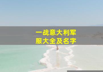 一战意大利军服大全及名字