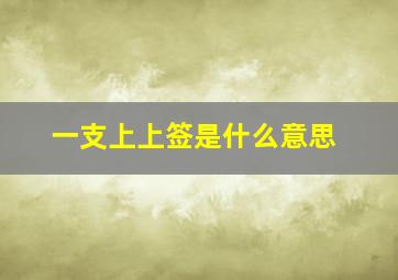 一支上上签是什么意思