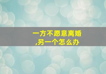 一方不愿意离婚,另一个怎么办