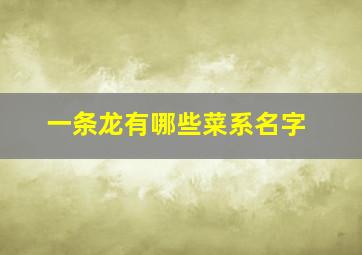 一条龙有哪些菜系名字