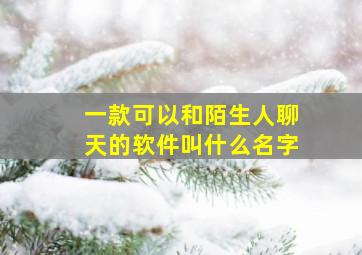 一款可以和陌生人聊天的软件叫什么名字