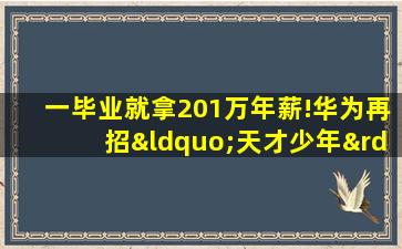 一毕业就拿201万年薪!华为再招“天才少年”