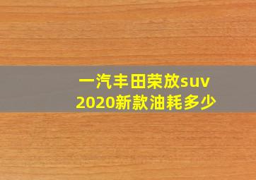 一汽丰田荣放suv2020新款油耗多少