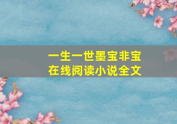 一生一世墨宝非宝在线阅读小说全文