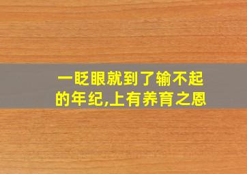 一眨眼就到了输不起的年纪,上有养育之恩