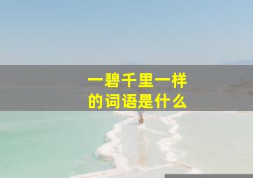 一碧千里一样的词语是什么