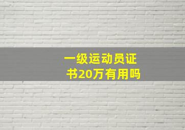 一级运动员证书20万有用吗