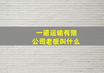 一诺运输有限公司老板叫什么