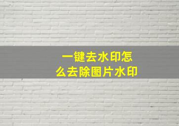 一键去水印怎么去除图片水印