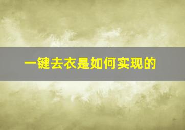 一键去衣是如何实现的