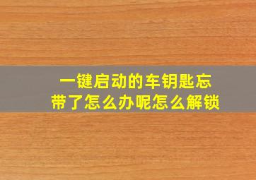 一键启动的车钥匙忘带了怎么办呢怎么解锁