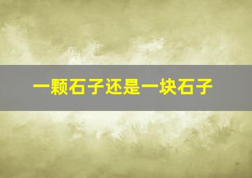 一颗石子还是一块石子