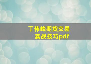 丁伟峰期货交易实战技巧pdf