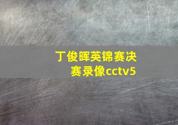 丁俊晖英锦赛决赛录像cctv5