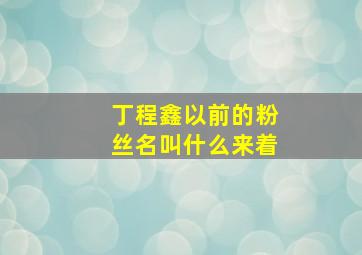 丁程鑫以前的粉丝名叫什么来着