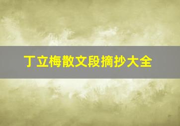 丁立梅散文段摘抄大全