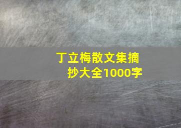 丁立梅散文集摘抄大全1000字