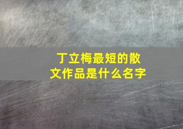 丁立梅最短的散文作品是什么名字