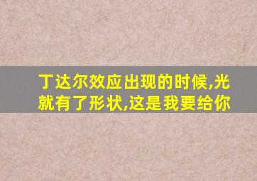 丁达尔效应出现的时候,光就有了形状,这是我要给你