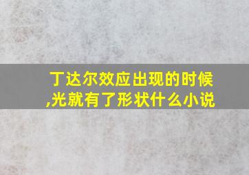 丁达尔效应出现的时候,光就有了形状什么小说