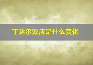 丁达尔效应是什么变化