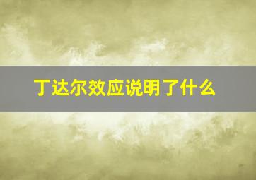 丁达尔效应说明了什么