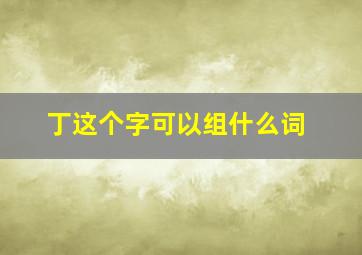 丁这个字可以组什么词