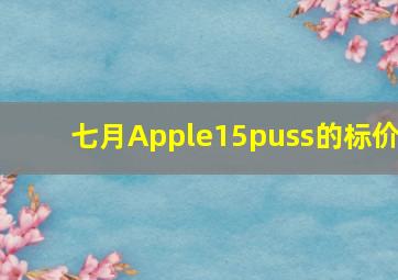 七月Apple15puss的标价