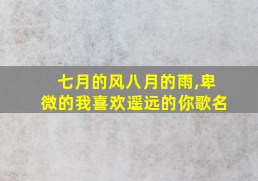 七月的风八月的雨,卑微的我喜欢遥远的你歌名