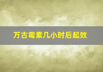 万古霉素几小时后起效