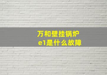 万和壁挂锅炉e1是什么故障