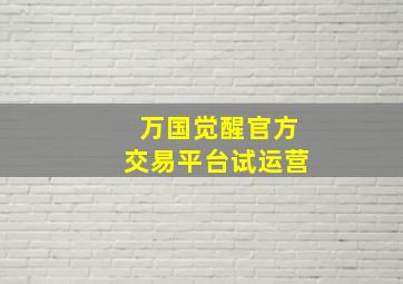 万国觉醒官方交易平台试运营