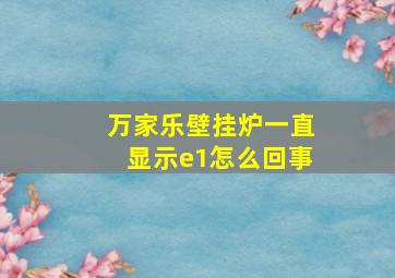 万家乐壁挂炉一直显示e1怎么回事