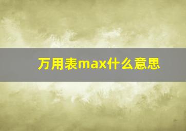 万用表max什么意思