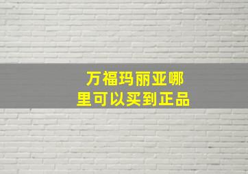 万福玛丽亚哪里可以买到正品