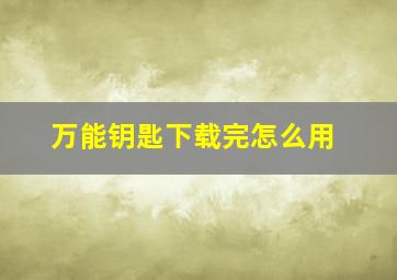 万能钥匙下载完怎么用