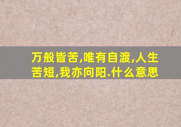 万般皆苦,唯有自渡,人生苦短,我亦向阳.什么意思